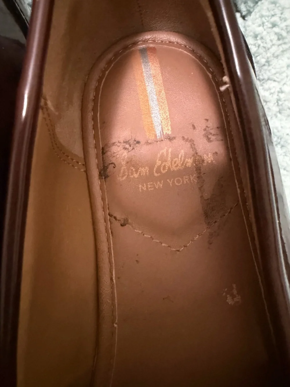 Sam Edelman Brown Patent Leather Lug Sole Loafers - Picture 14 of 17